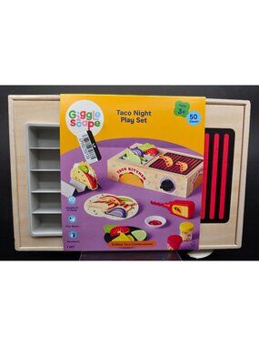 Giggle Scape Taco Night Play Set 50 Pieces Wooden Taco Kitchen Age 3+ New